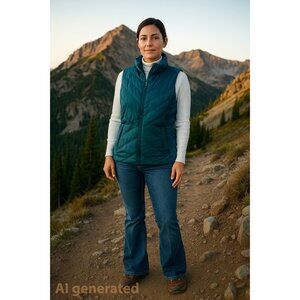 Eddie Bauer Teal Blue Premium Down Quilted Puffer Vest